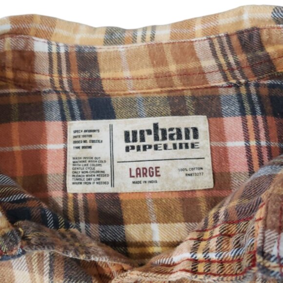 Upcycled Distressed Flannel with "Fire Piranha" Embroidered Patch Large - Picture 5 of 7